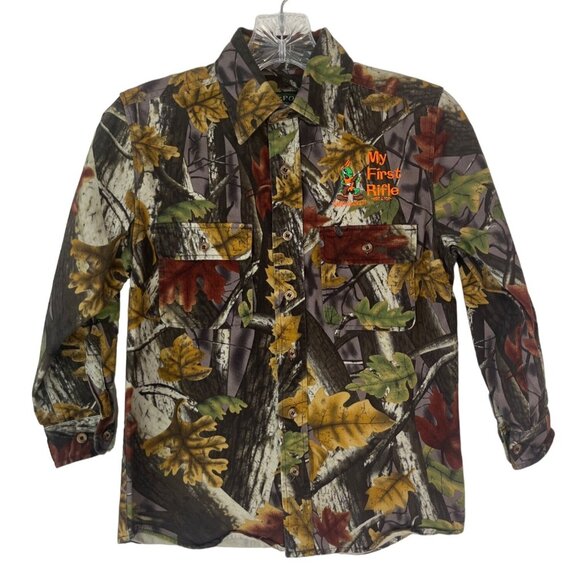 Master Sportsman Boys Button Front Camo Hunting Shirt My First Rifle Size Small - Picture 1 of 9